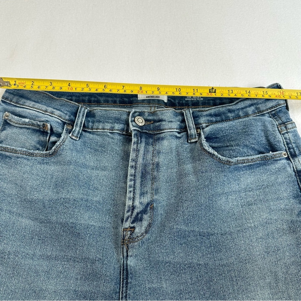 Kensie Jeans Vintage Luxe Juliet High Rise Slim Medium Wash Raw Hem Size 14 - Picture 7 of 13